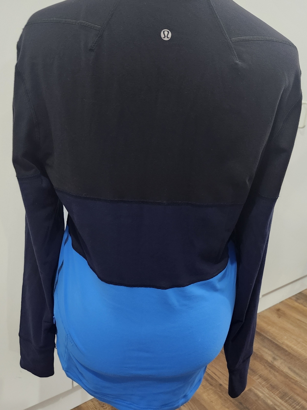 lululemon athletica Colorblock Half-Zip Jacket in Black and Bright Blue - Picture 3 of 8